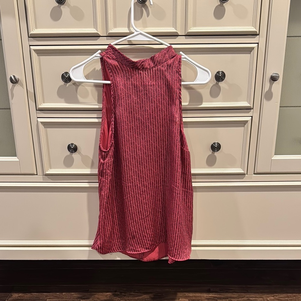 Anthropologie Red and Black Patterned Top